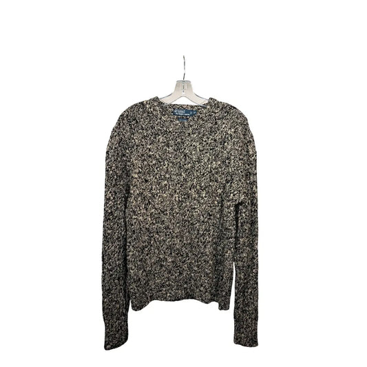 Vintage Lauren by Ralph Lauren Strickpullover – Melange Schwarz-Weiß, Größe XL | Premium Knit Sweater