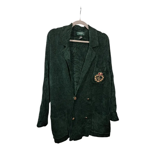 Ralph Lauren Lauren – Vintage Cord Blazer / Forest Green Crest Jacke / Größe M